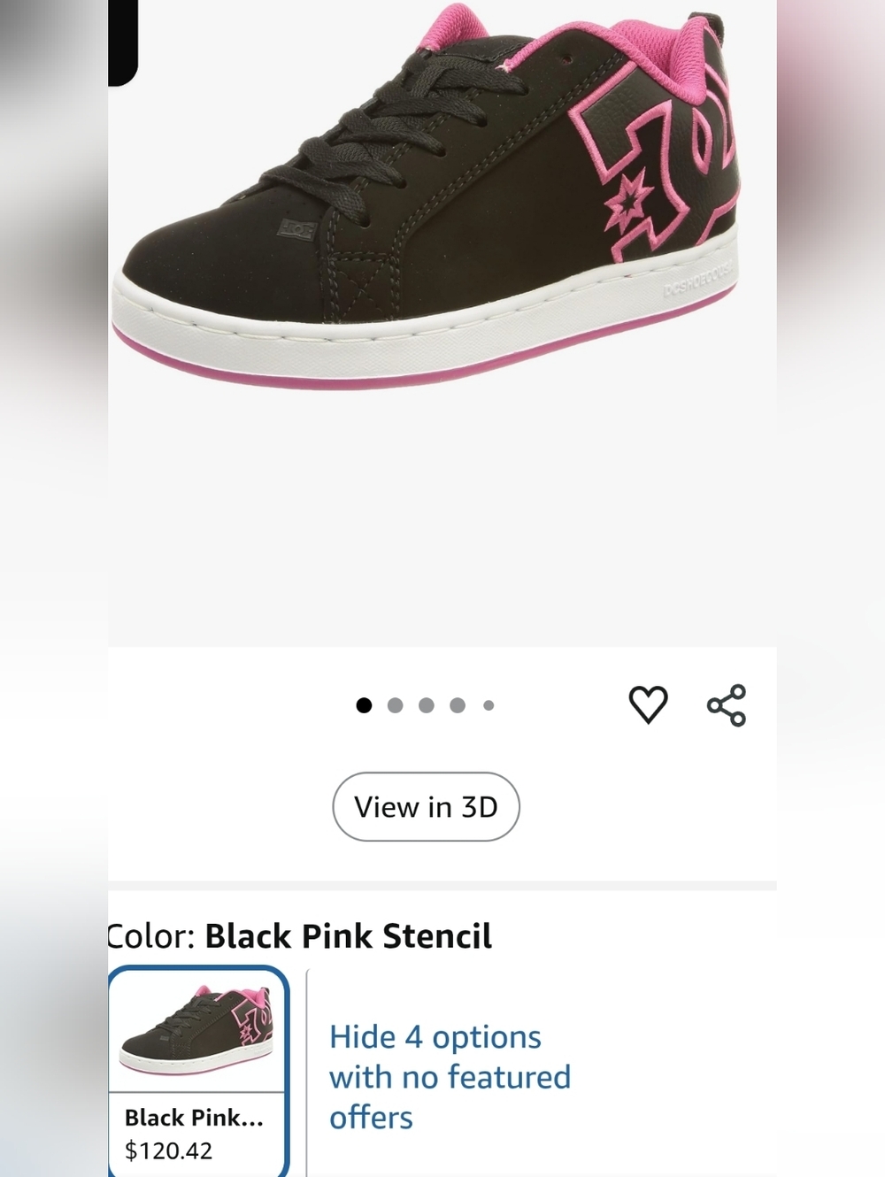 DC Black and Pink Lace-Up Sneakers